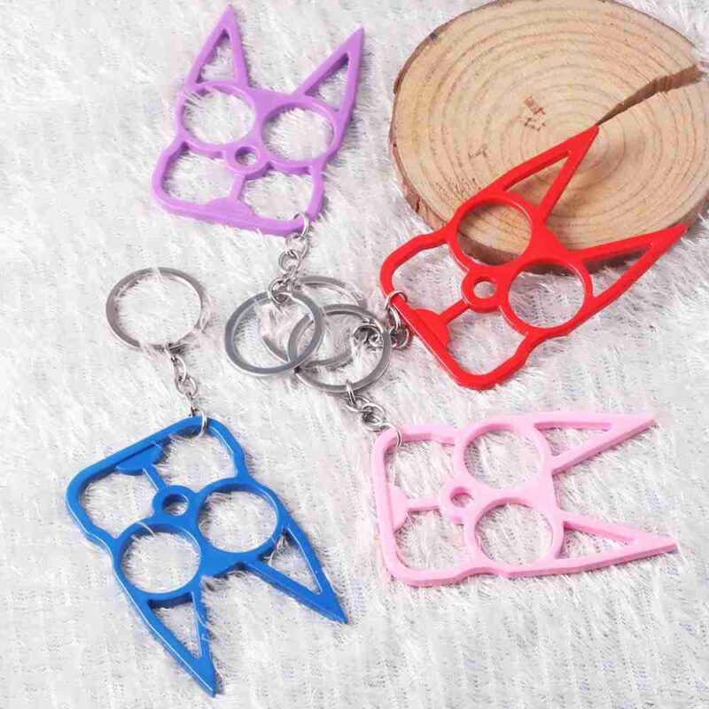 Multi-color Outdoor Self-defense Multifunctional Keychain Creative Wrench Key Ring Pendant Two Finger Buckle Bag Car Accessories