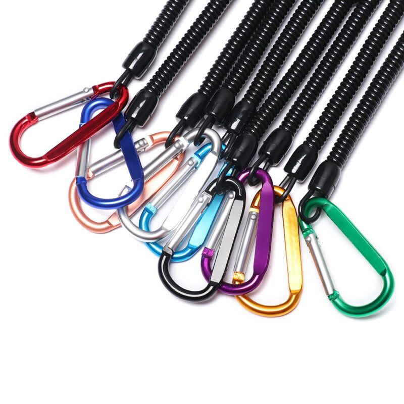 Tactical Retractable Spring Elastic Rope Hook Security Gear Tool For Outdoor Hiking Camping Anti-lost Phone Keychain Carabiner